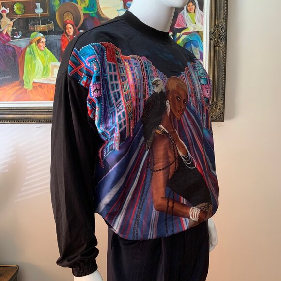 Siddartha Tytler Blue Tafetta Jersey Digital Printed Jumper - Picture 4 of 7